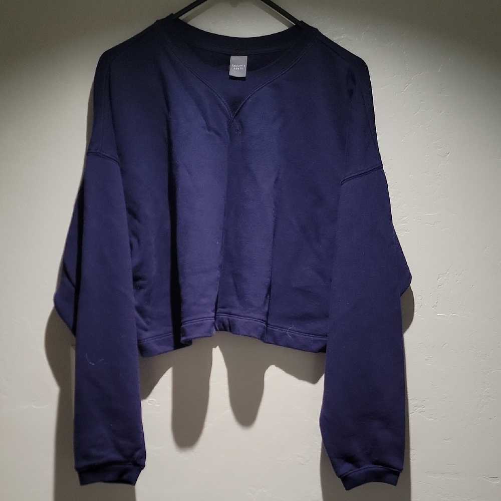 Savage X Fenty Navy Blue Cropped Sweatshirt